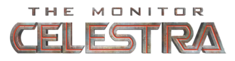 A logo in a science fiction font saying The Monitor Celestra