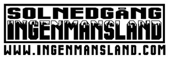 Black text on white background saying Solnedgång: Ingenmansland www.ingenmansland.com