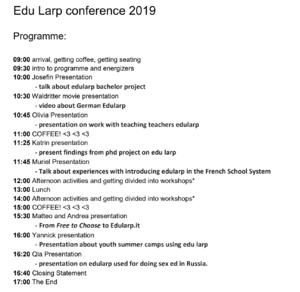 Edu-larp conference 2019 program